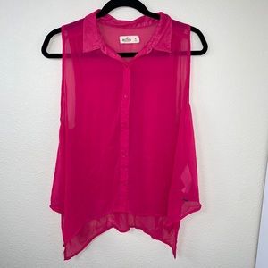 Hollister Sheer Chiffon button up Blouse